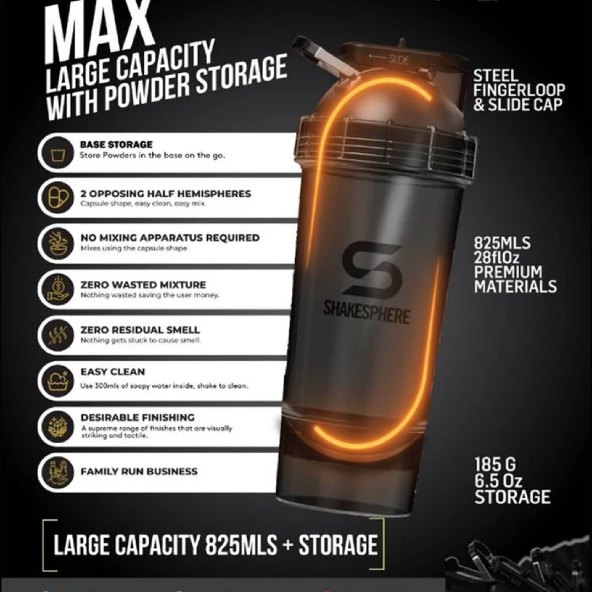 Shakesphere MAX + Storage - Tritan Black