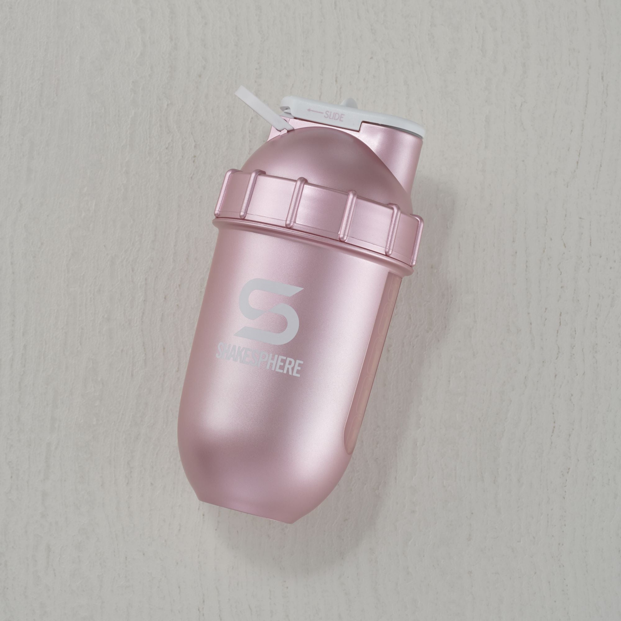 700mls ShakeSphere Tumbler View Rose Gold/White Logo/Clear Window
