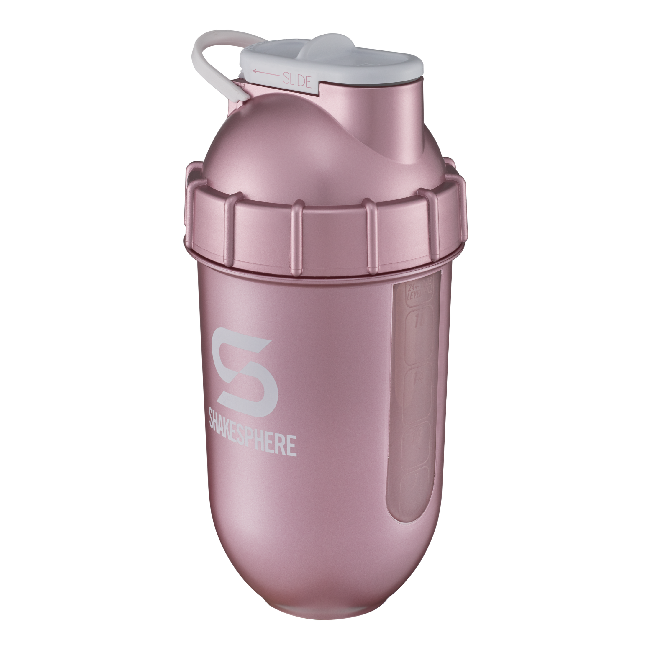 700mls ShakeSphere Tumbler View Rose Gold/White Logo/Clear Window