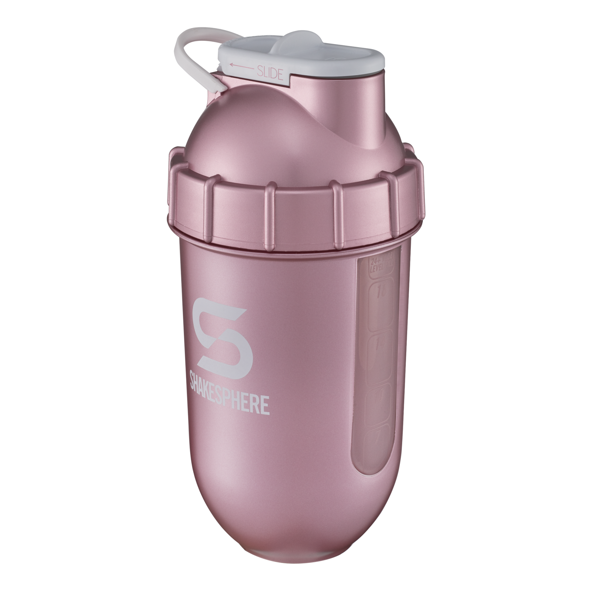 700mls ShakeSphere Tumbler View Rose Gold/White Logo/Clear Window