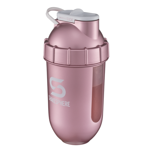 700mls ShakeSphere Tumbler View Rose Gold/White Logo/Clear Window