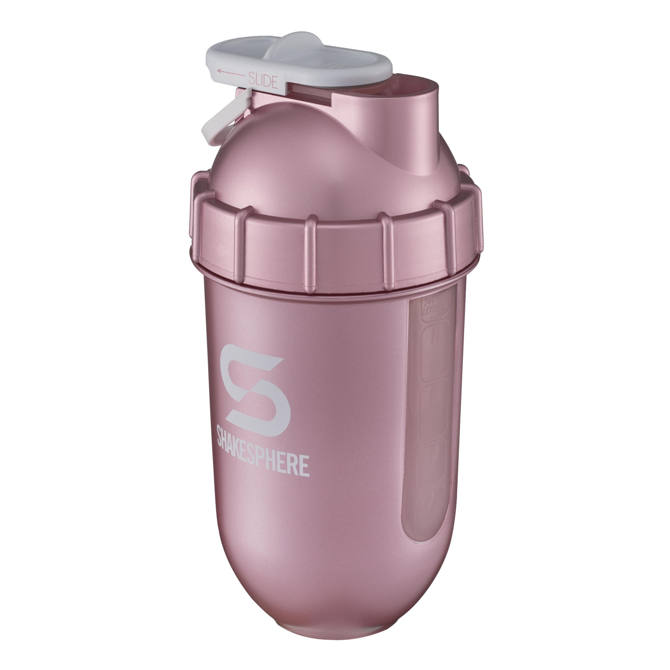 700mls ShakeSphere Tumbler View Rose Gold/White Logo/Clear Window