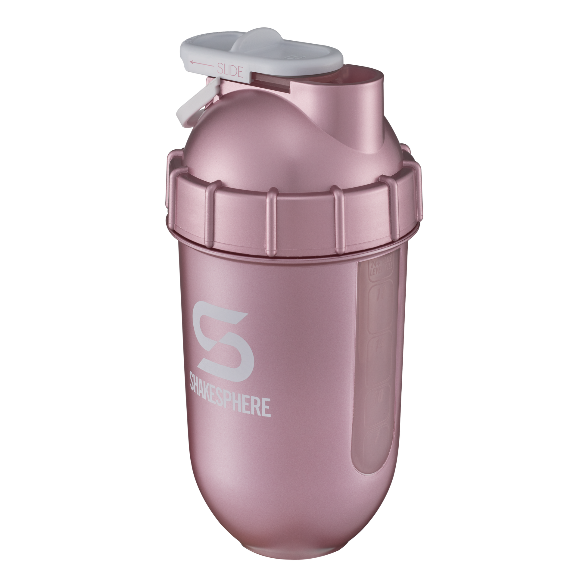 700mls ShakeSphere Tumbler View Rose Gold/White Logo/Clear Window