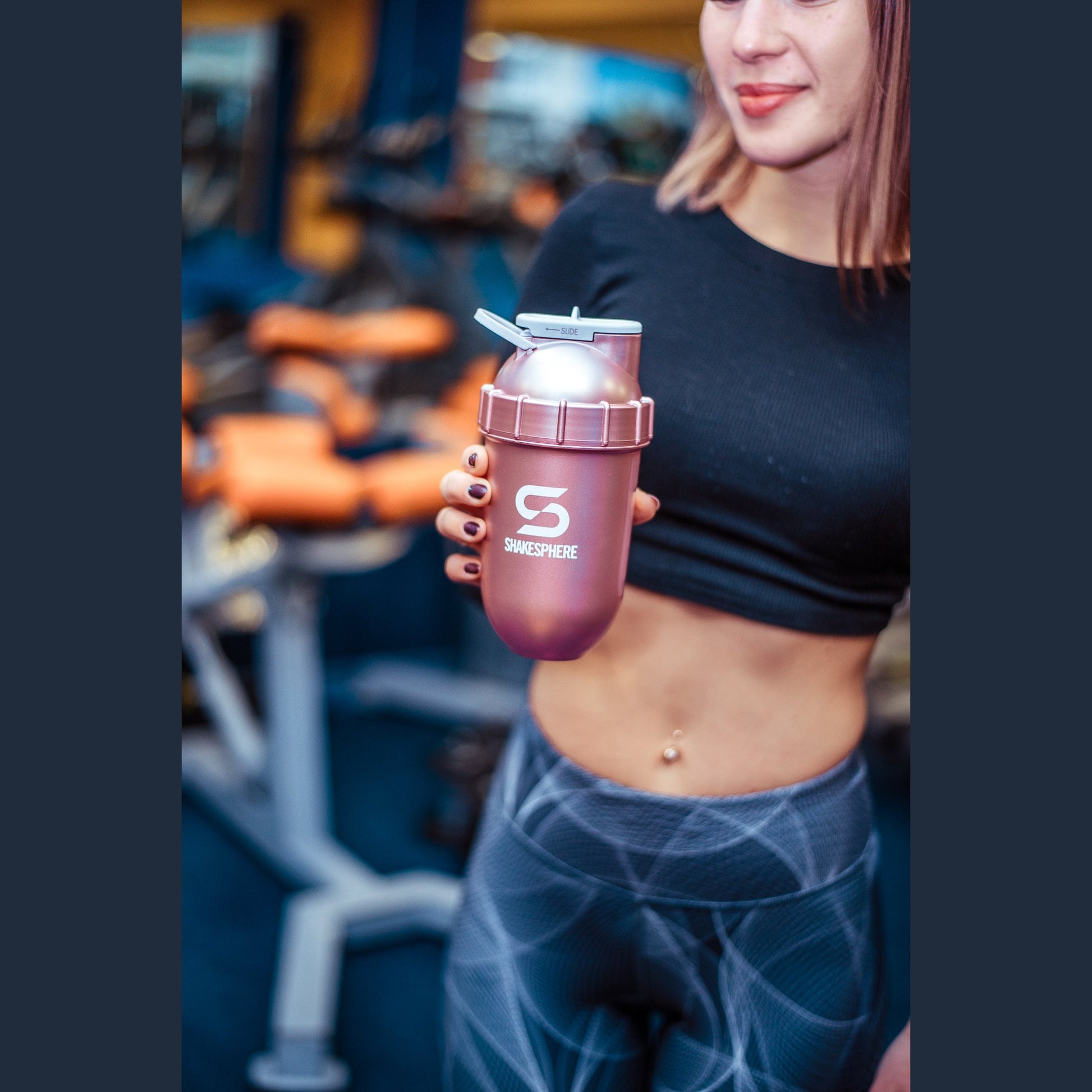700mls ShakeSphere Tumbler View Rose Gold/White Logo/Clear Window
