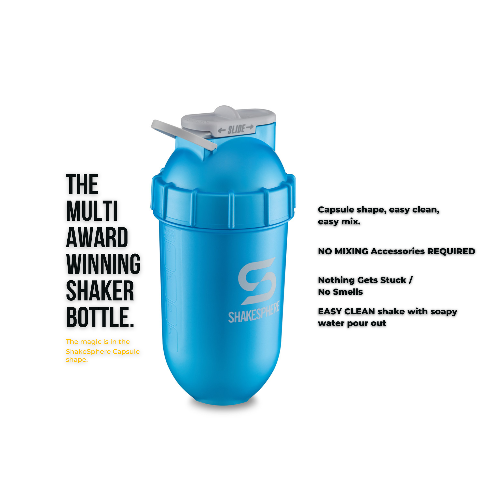 ShakeSphere Tumbler Original - Metallic Cyan/White