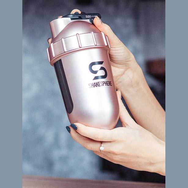 700mls ShakeSphere Tumbler View Rose Gold/Black Logo/Black Window