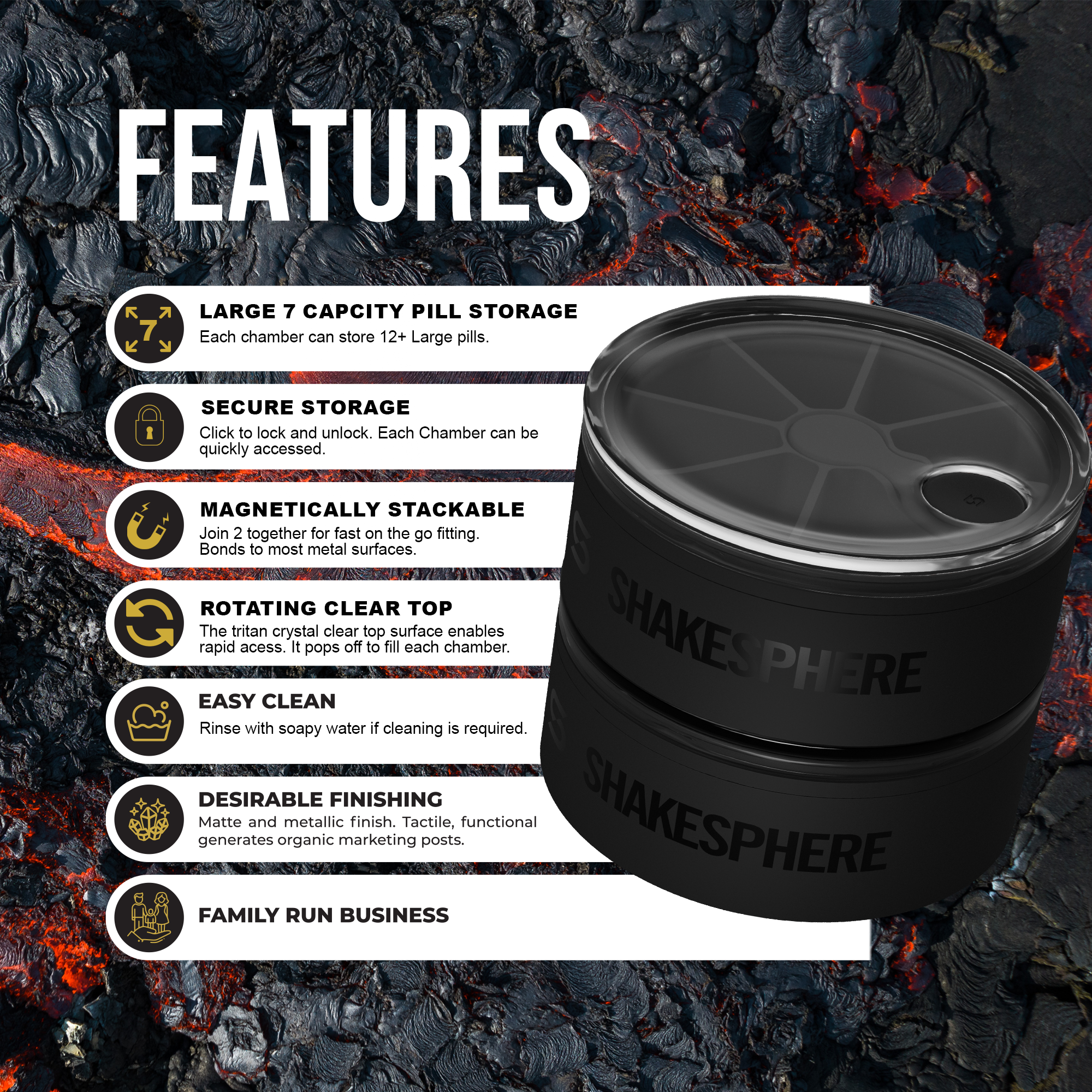 Magnetic Pill Storage 2 UNITS PACK