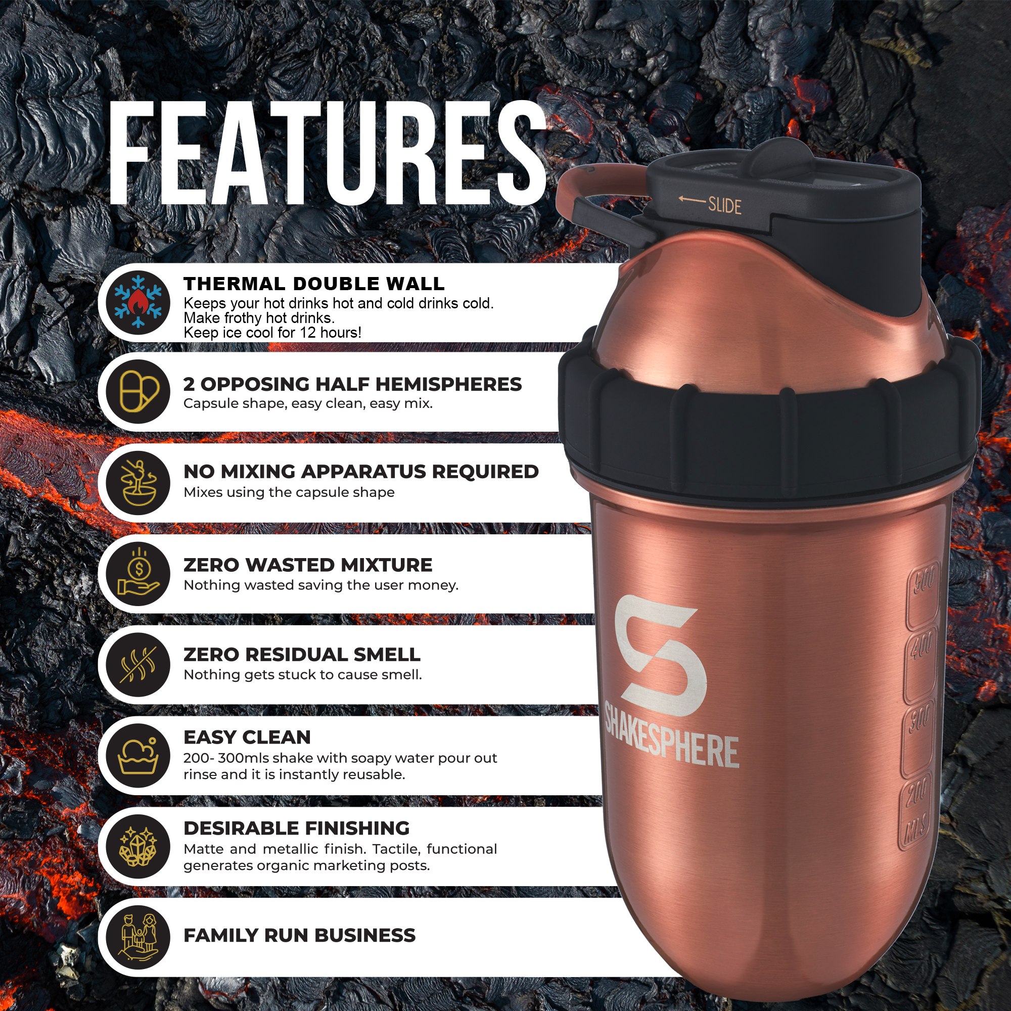ShakeSphere Tumbler Steel - Copper