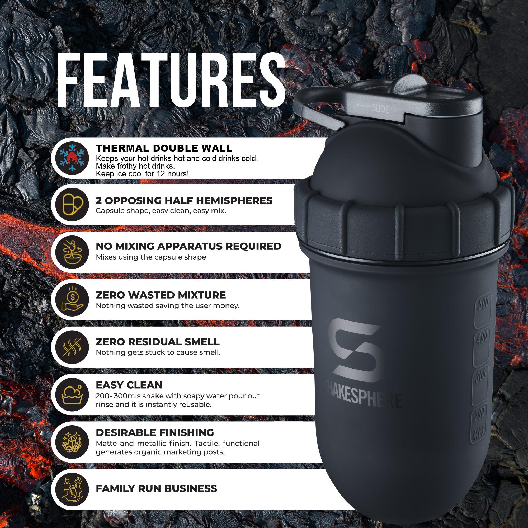 Double Wall Steel Matte Black + Original Matte Black Shaker BUNDLE