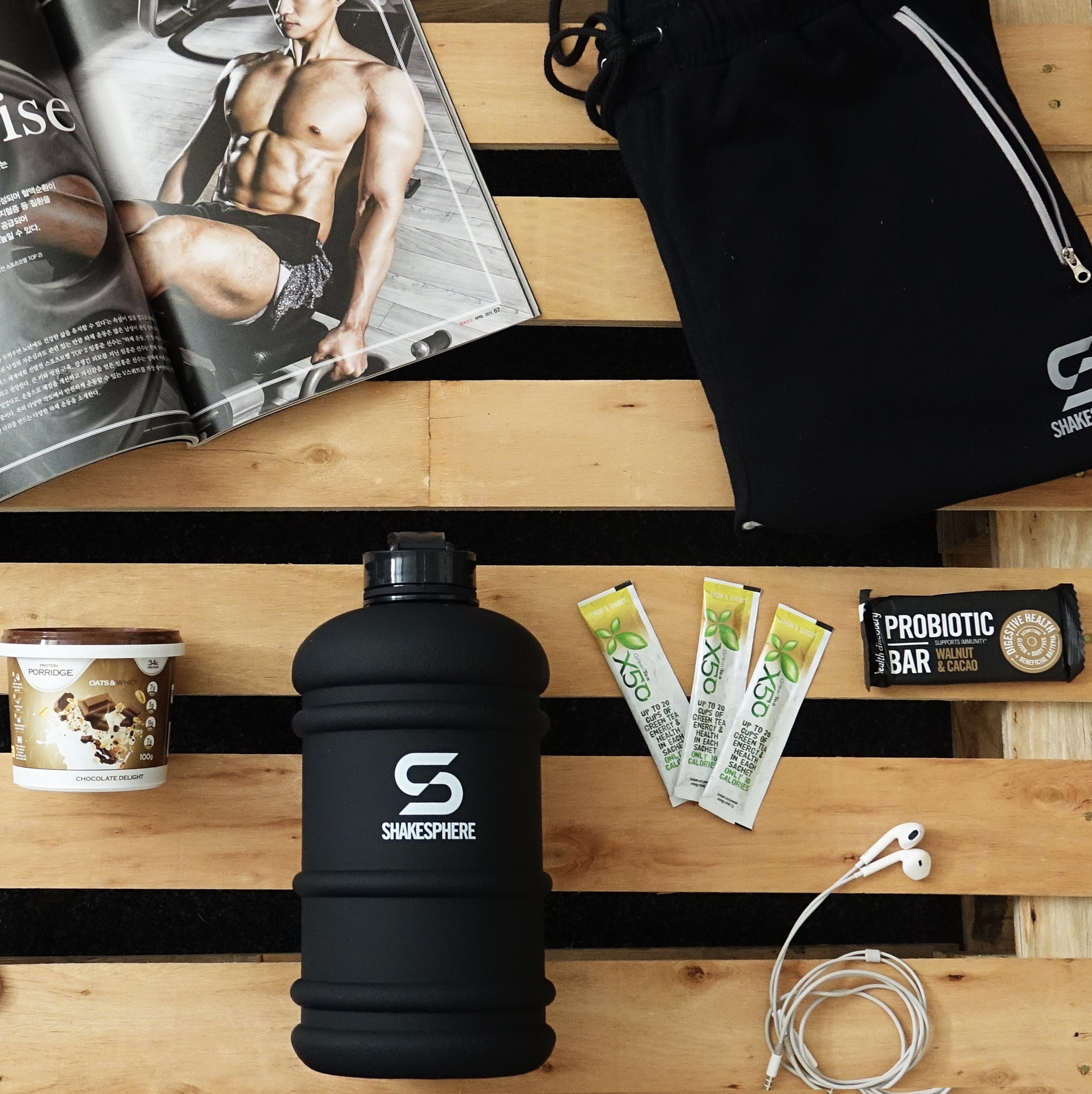 2.2L ShakeSphere Hydration Jug Matte Black/White Logo - ShakeSphere AUS