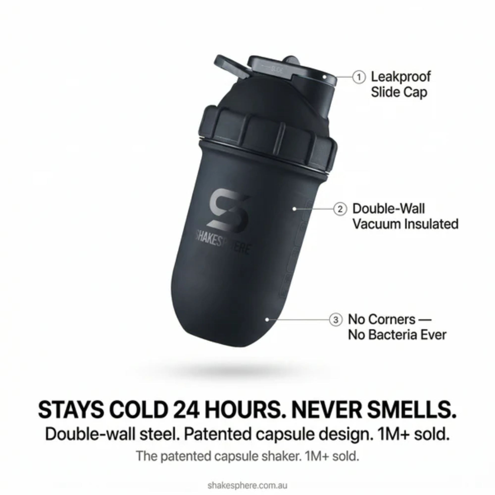 PRE ORDER - ShakeSphere Tumbler Steel - Matte Black