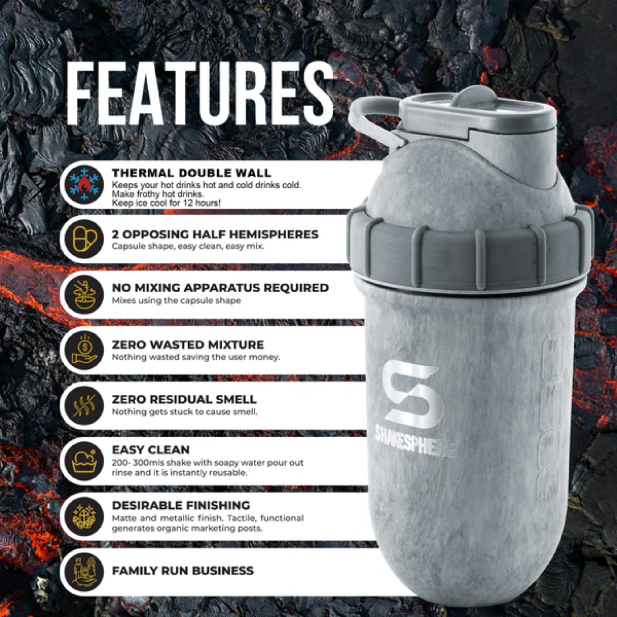 ShakeSphere Tumbler Steel - Concrete