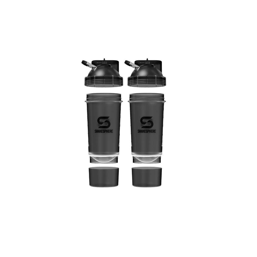 2 X MAX 825ml Shaker + Storage Matte Black (Bundle)