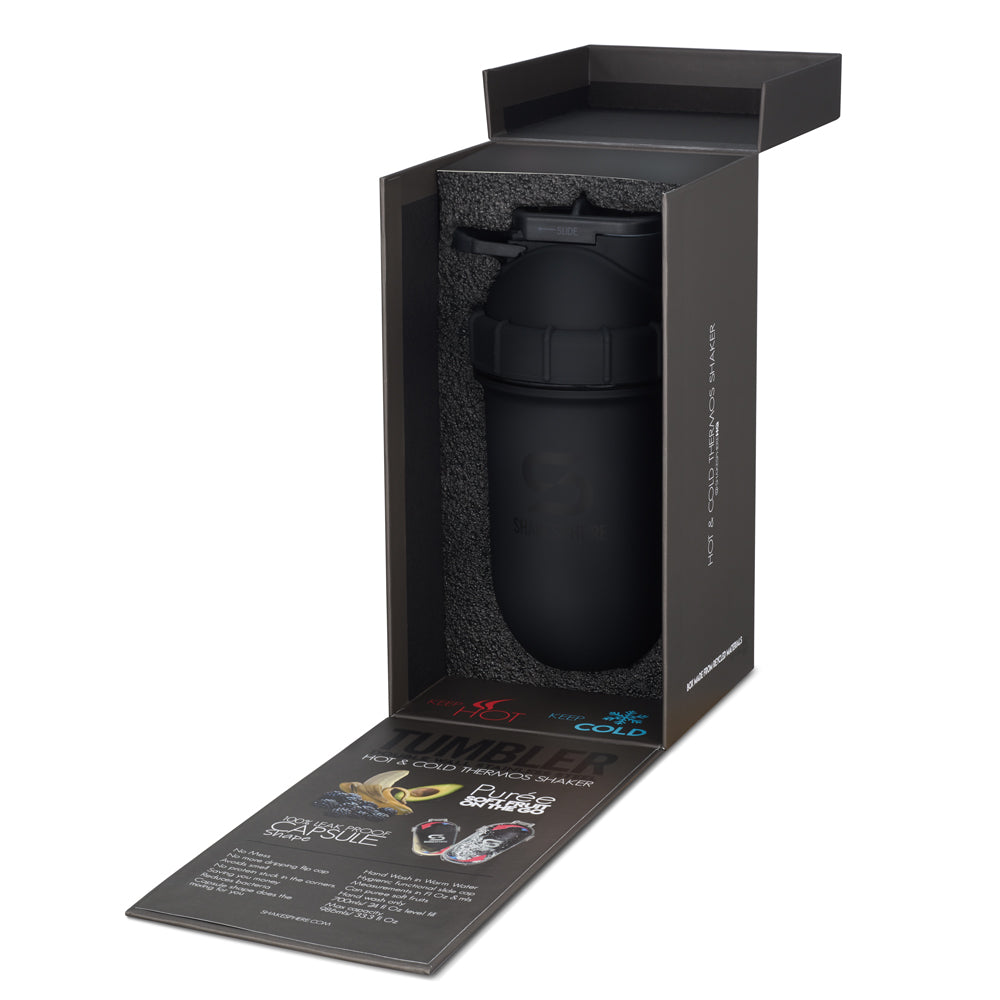 PRE ORDER - 700mls ShakeSphere Tumbler Double Wall Steel Matte Black