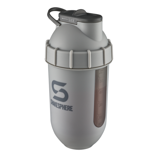700mls ShakeSphere Tumbler View Matte Grey/Grey Logo/Black Window